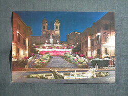 Képeslap,Olaszország,Róma,Piazza di Spagna,Spanyol lépcső látkép,részlet,1970-