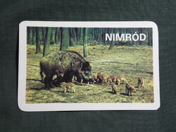 Kártyanaptár,Nimród vadászboltok,Budapest,Pécs,Miskolc,Szeged,vaddisznó,1981,  (1)