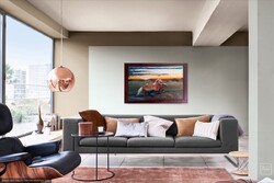 Prima díjas művésztől. Ködben vágtázók. 70x150cm egyedi épített fakeretben. Károlyfi Zsófia (1952- )