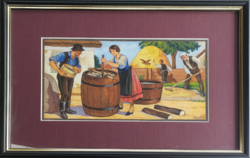 Gönczi-Gebhardt Tibor Élet az udvarban idill tempera Egy letűnt világ?