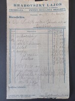 1934 Hrabovszky Lajos asztalos rendelési számla Orosháza
