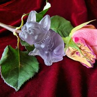 1910-1920 Czech smoky purple crystal bulldog figurine