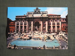 Képeslap,Olaszország,Róma,Trevi kút,Fontana di Trevi látkép,részlet,1970-