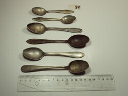Antik vegyes evőeszköz készlet része 6 db teáskanál, kávéskanál Alpacca Alpakka
