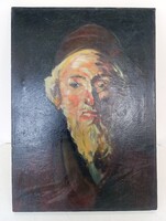 Zsidó festmény antik olaj vászon rabbi keret nélkül 941 6494