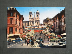 Képeslap,Olaszország,Róma,Piazza di Spagna,Spanyol lépcső látkép,részlet,1970-