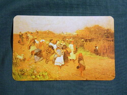 Kártyanaptár,BÁV bizományi áruház,Deák Ébner Lajos,Hazatérő aratók fetmény,1981,  (1)