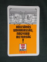 Kártyanaptár,BKV közlekedési vállalat,Budapest,grafikai,1981,  (1)