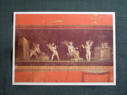 Képeslap,Németország,Pompei,Vettii-ház,Casa dei Vettii,freskó látkép,részlet,1980-