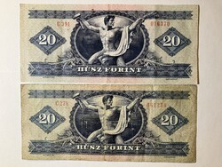 Népköztársaság (1949-1989) 20 Forint bankjegy 1980 C 278..C391