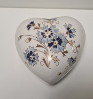 Zsolnay Búzavirág mintás nagy szív alakú Bonbonier #2847