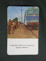 Kártyanaptár,MÁV,vasút,balesetmegelőzés,V43 villanymozdony, 1979, (1)