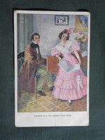 Képeslap,híres emberek,A. Hartmann grafika,Schubert és a hűn szeretett Grob Teréz,zeneszerző,1924-