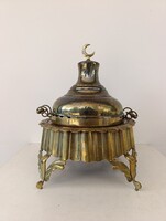 Török konyha antik főző tálaló réz edény sárgaréz arab füles tál felhold 868 6540