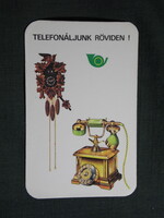 Kártyanaptár,Pécs,Posta igazgatóság,grafikai,telefon,óra,1981,  (1)