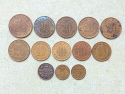 Jugoszlávia 13 db Különböző Érme 5 10 20 50 Para 1925-1981