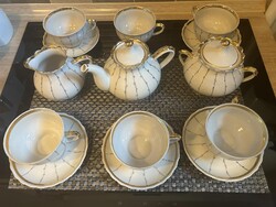 Elegant Dobrusi Porcelain Tea/Coffee Set with 24 Karat Gold Plating for Sale