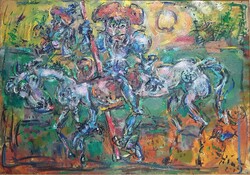 Tóth Ernő - Don Quijote 70 x 100 cm olaj, farost, keretezve