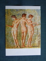 Képeslap,Olaszország,Nápoly,múzeum,Pompei,Gráciák,Le Grazie freskó,1970-