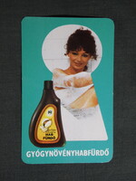 Kártyanaptár,Herbária gyógynövény forgalmi vállalat,Budapest,habfürdő,erotikus női modell,1981,  (1)