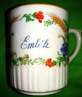 Antik PAJZSPECSÉTES szoknyás Zsolnay "EMLÉK" PORCELÁN BÖGRE a képek szerint 4.