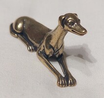Miniatűr réz agár kutya figura