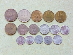 Magyarország 16 db Különböző Érme 10 20 50 Fillér 1 5 10 Forint 1969-1990
