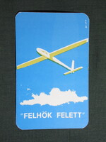 Kártyanaptár,MHSZ,grafikai,vitorlázó repülőgép,1981,  (1)