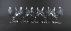 1Z319 Régi csiszolt kristály konyakos whiskys talpas pohár készlet 5 darab