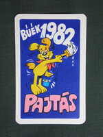 Kártyanaptár,Pajtás ifjúsági,úttörő magazin,újság,grafikai rajzos, humoros,kutya,1982,  (1)