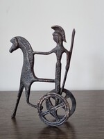 Vintage etruszk réz/bronz harcos, lovas fémmunka