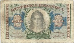 2 peseta pesetas 1938 Spanyolország