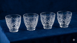 Ajka Kristály kézzel csiszolt ólomkristály vizespohár / whisky-s pohár készlet (4 db)