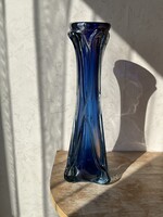 Kobalt kék irrizáló üveg váza 34 cm (U0090)