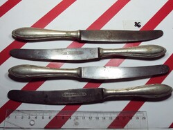 Antik evőeszköz készlet része 4 db kés, kenőkés - Wellner gyártó - Alpacca, Alpakka