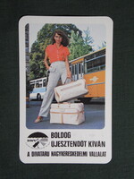Kártyanaptár,DNV,divatáru vállalat,divat,ruházat,táska,női modell,Ikarus autóbusz,1982,  (1)