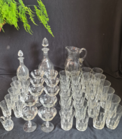 Art Deco giga pohár készlet kancsókkal Moser üveggyár vizes,röviditalos,pezsgős garnitúra 50db