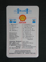 Kártyanaptár,SHELL,benzinkutak,olajok szerviz,Budapest,Pécs,Balatonfüred,1982,  (1)