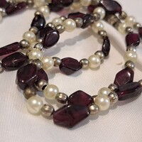 Régi csiszolt Gránát köves nyaklánc