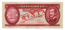 100 Forint Bankjegy 1980 MINTA lyukasztás és bélyegzés B000 nagyon alacsony sorszám 000041