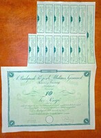 1926.Budapesti Központi Tejcsarnok Részvénytársaság RÉSZVÉNY 10 PENGŐ NÉVÉRTÉK HIÁNYTALAN HIBÁTLAN 1