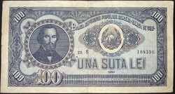 Románia 100 Lei 1952 P-90b F