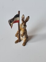 Antik bécsi bronz miniatűr francia nyúl gyűjtői darab  hazafias nyuszi Vienna 1800/1900