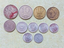 Magyaroroszág 11 db Különböző Érme 10 20 Fillér 1 5 10 Forint 1969-1990