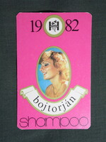 Kártyanaptár,Herbária gyógynövény forgalmi vállalat,Budapest,Bojtorján shampoo,női modell,1982,  (1)