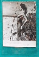 Régi erotikus fotó, akt fénykép, reklám, tengerpart - meztelen női test -