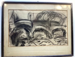 Diener Dénes Rudolf ( 1889 - 1956 ) - Párizsi tájkép grafikája .