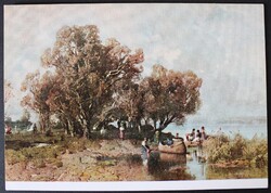 Képeslap, Művészet, Mészöly Géza-Balatoni halásztanya, Magyar Nemzeti Galéria