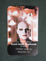 Card calendar, movie, cinema, klaus maria brandauer, mephisto film, 1982, (1)