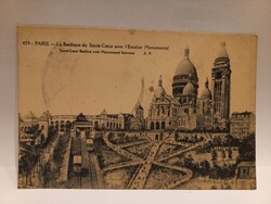 Régi képeslap - Párizs – Sacré-Cœur bazilika és a monumentális lépcsősor (Montmartre)